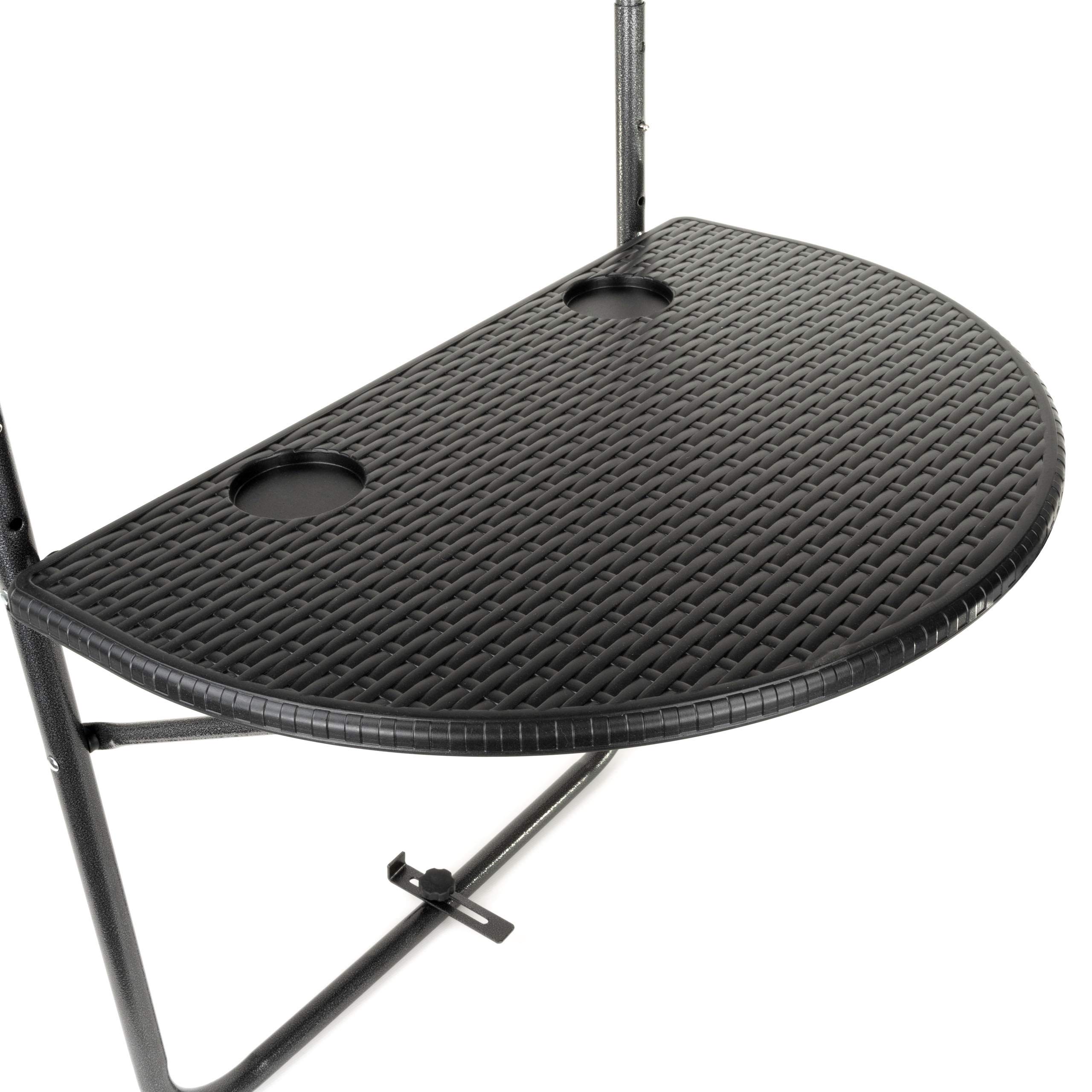 Nexos Trading Balkonhängetisch Balkontisch Wandklapptisch Hängetisch stabil klappbar 59,5 x 40 cm Farbe wählbar (Schwarz)