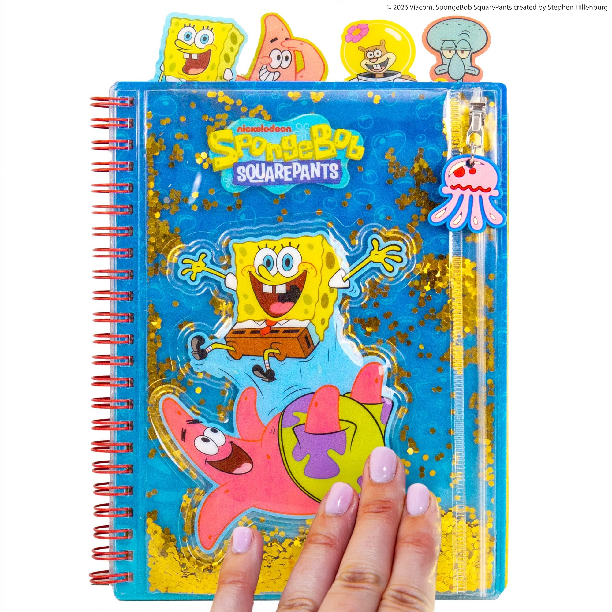 SpongeBob SquarePants™ Squishy Tab Journal, 6 x 8 in. Fidget Notebook With Interactive Tactile Liquid Cover, 4 Tab Dividers, 80 Lined Sheets, Great SpongeBob School Supplies or Office Stationery : Toys & Games