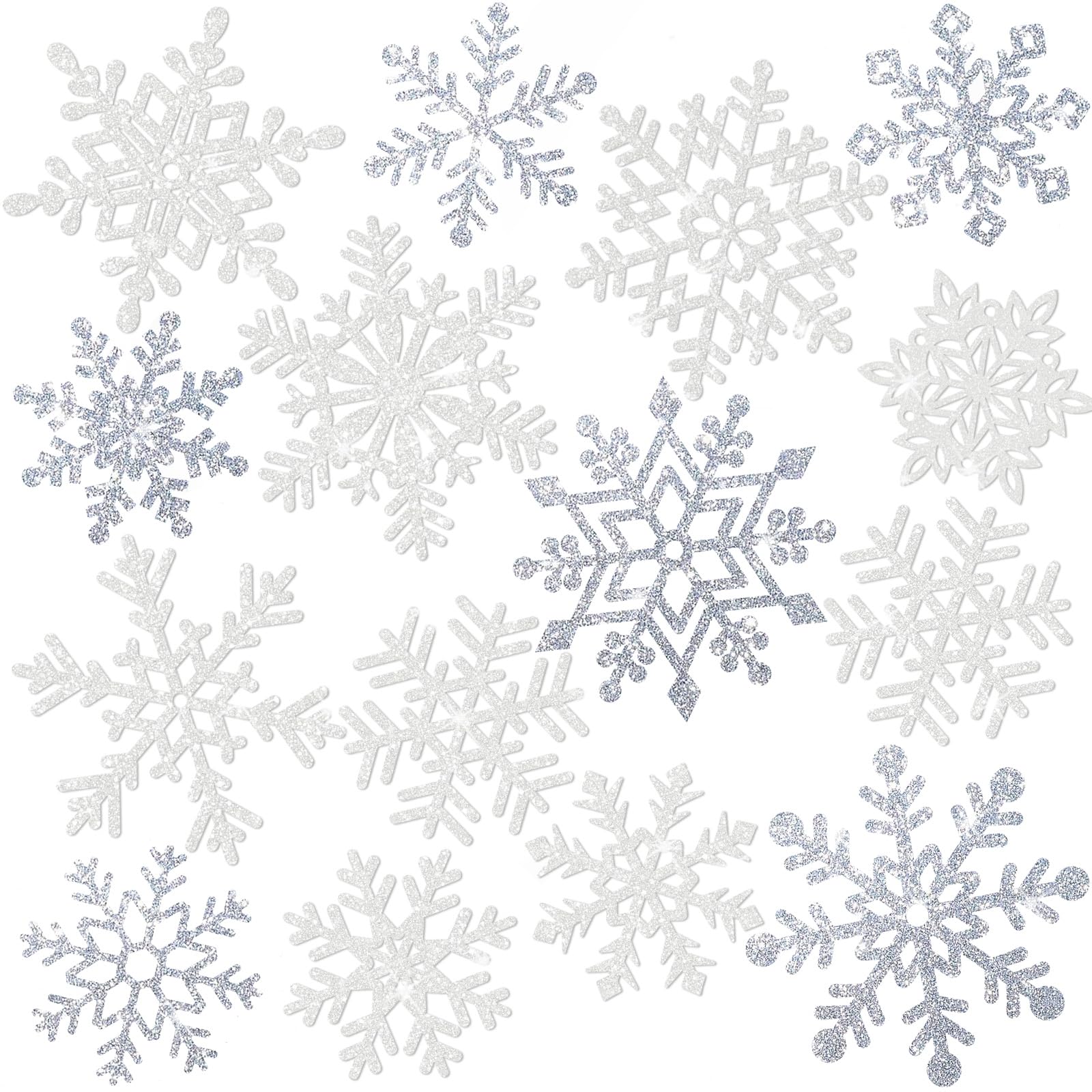 Glitter Paper Snowflake Cutouts, Winter Wonderland Decorations, 100-Pc