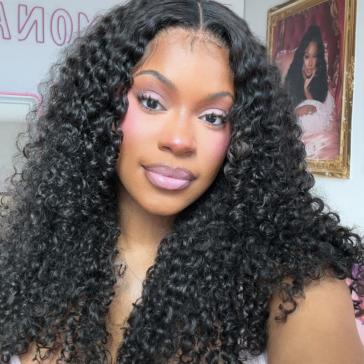 OQ HAIR Glueless Wigs Human Hair Pre Plucked Pre Cut HD Lace 7x5 Kinky Curly 180% Density Deep Curly Lace Front Wig Human Hair Pre Plucked For