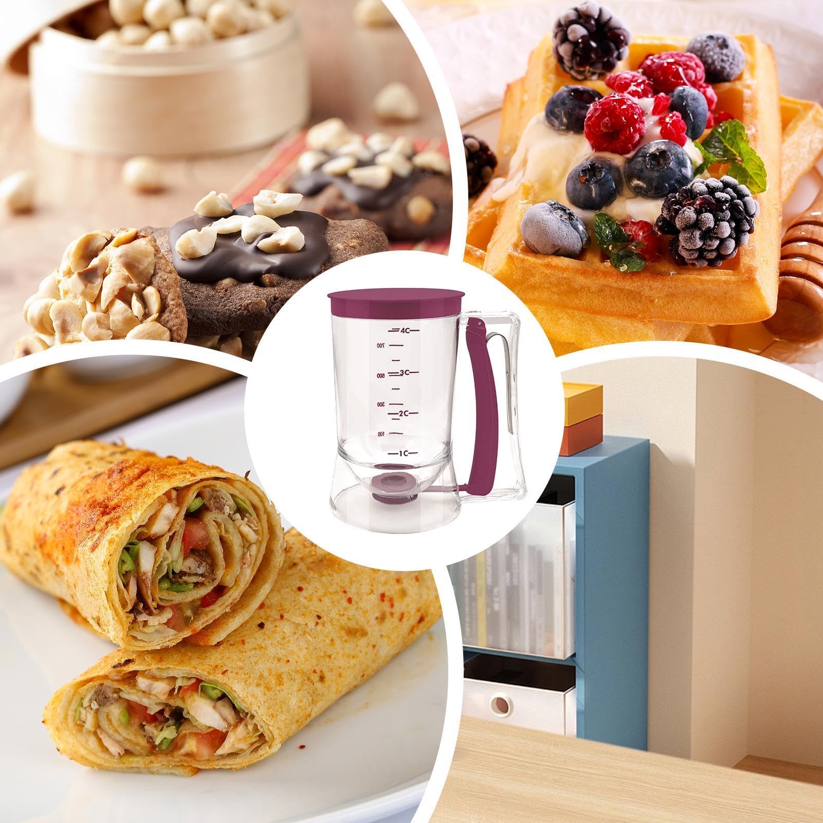 Pancake Batter Dispenser - No Batter Dispenser, Pancakes Muffins Waffles Holders | Precise Control Squeeze Dispenser, Easy Pour Baking Tools Durables And Portable Ideals For Home And Kitchens Use