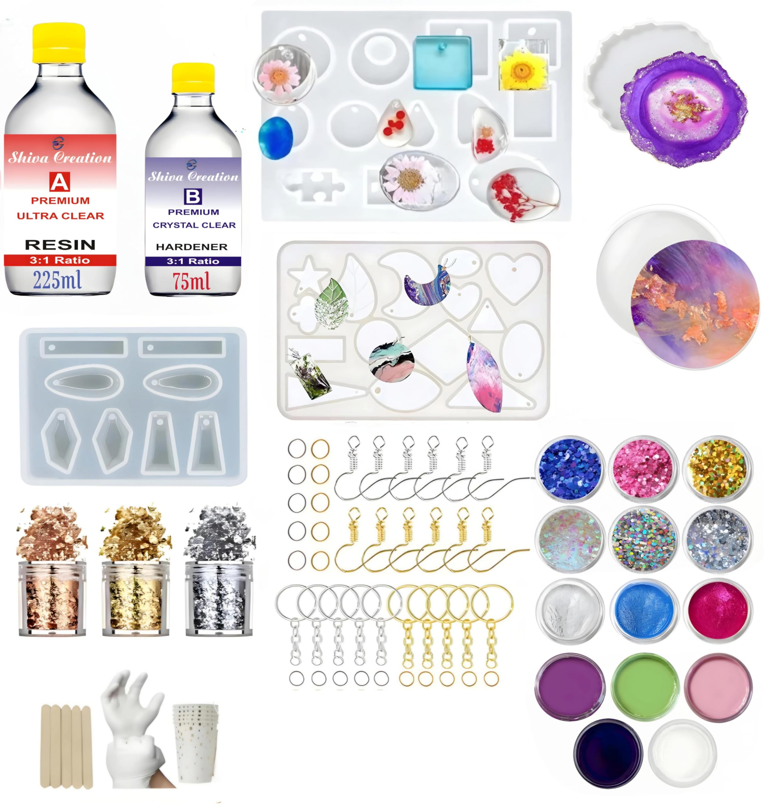 Shiva creation DIY Premium Resin(300ml) Art Keychain Earing Coaster Mould Kit with Resin & Pigments (B0CRB49PWF) Amazon Price History, Amazon Price Tracker
