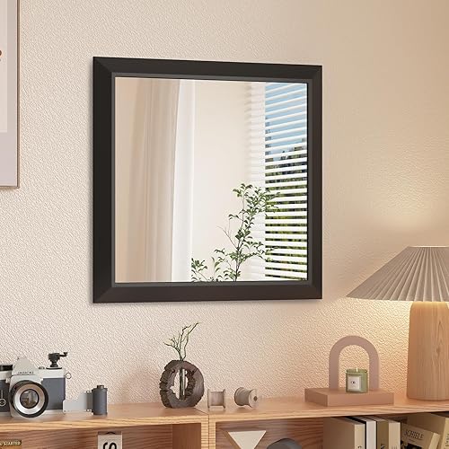 SMIROR Matte Black Bathroom Mirror for Over Sink 20x 20