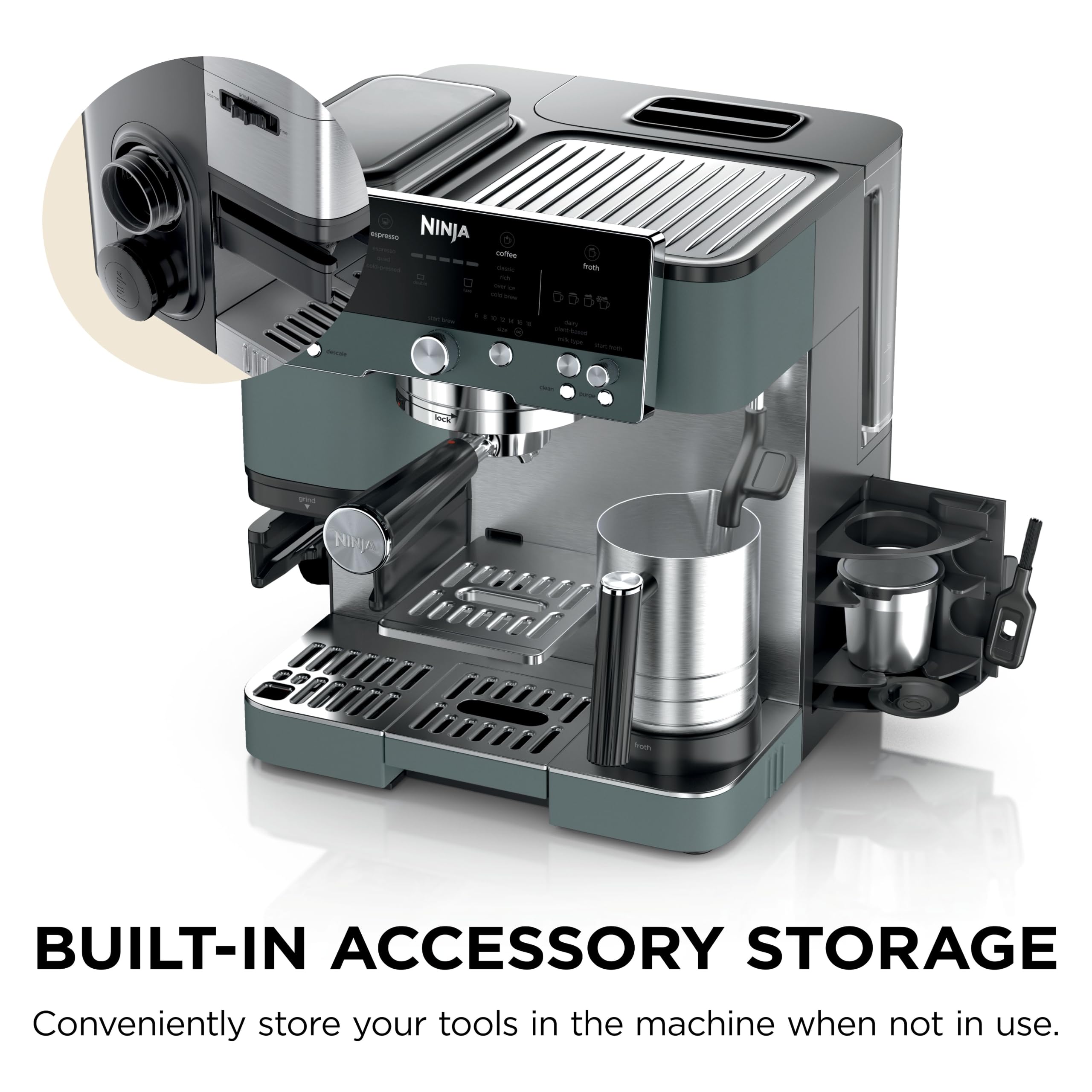Ninja Luxe Café Premier Espresso, Drip Coffee & Cold Brew, Green, ES601GY view 9