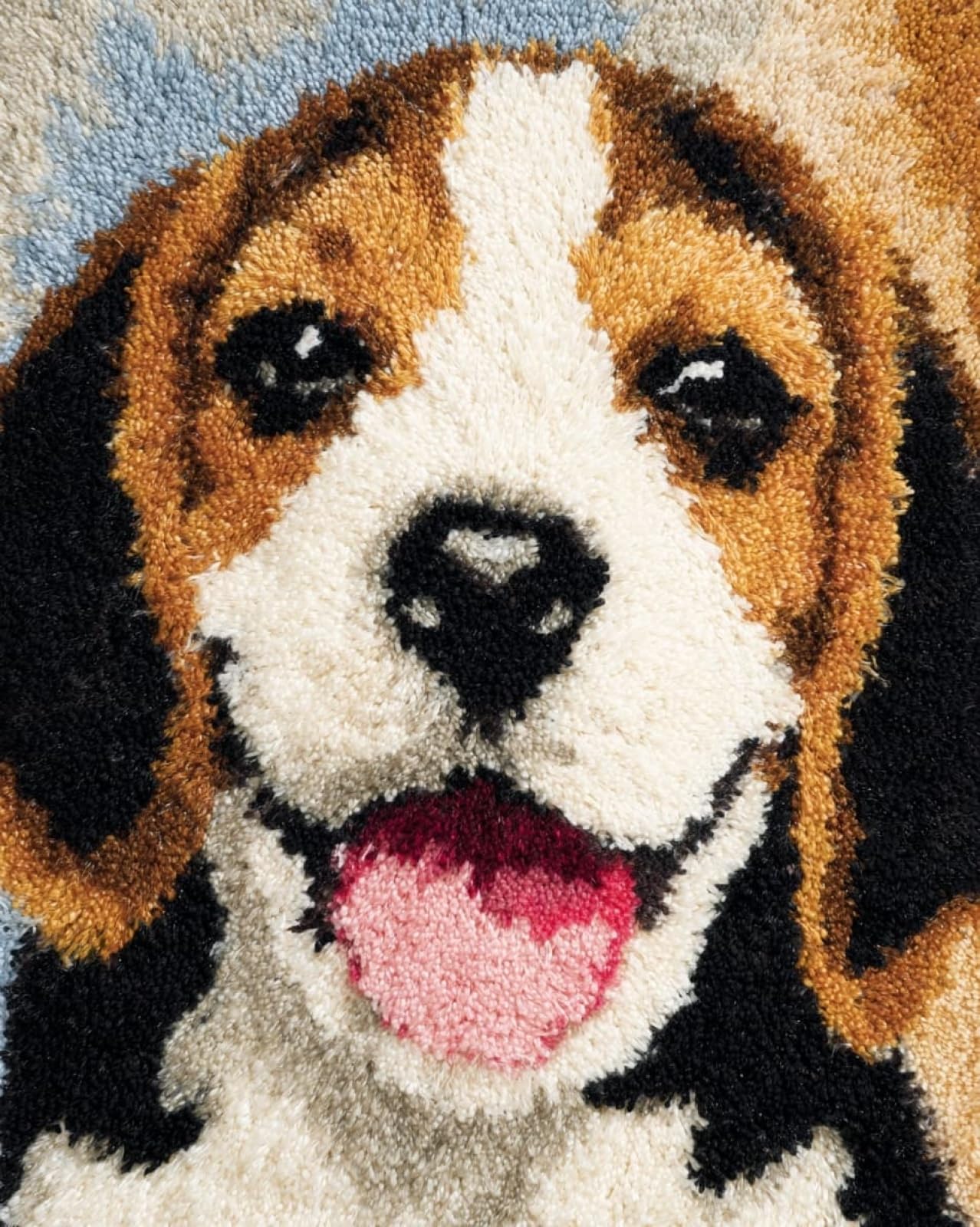 Wallphantom Rug Making Kit for Adults Beginners,Smiling Beagle,Latch Hook Cushion Kits,Carpet Embroidery Needlework Crocheting,Tapestry for Home Decoration,80x115cm
