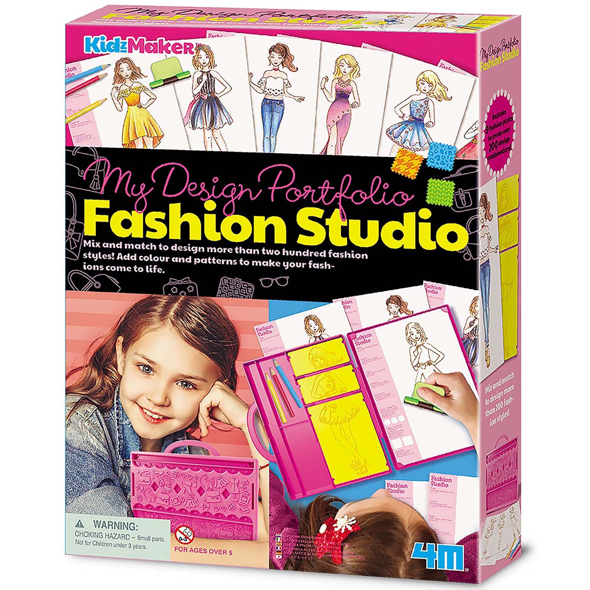 4M | My Design Portfolio Fashion Studio | Design & Draw Your Own Fabulous Designs with the Tools supplied | Creative Arts and Crafts for Kids 5+,Multicolor,205 x 55 x 280 millimeters