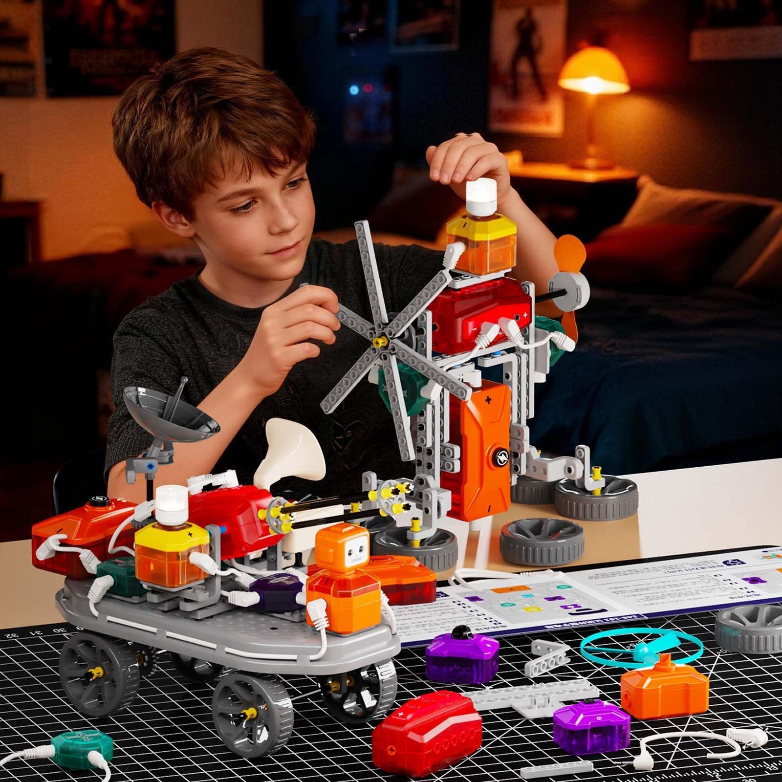 Experimentierkasten Elektronik, 230+ Exp., 20 3D-Modelle, ab 8 J. | Unendlichkeitsspiegel, 226 Teile, STEM Lernspielzeug, Für Kinder, Schaltkreis-Bastelset