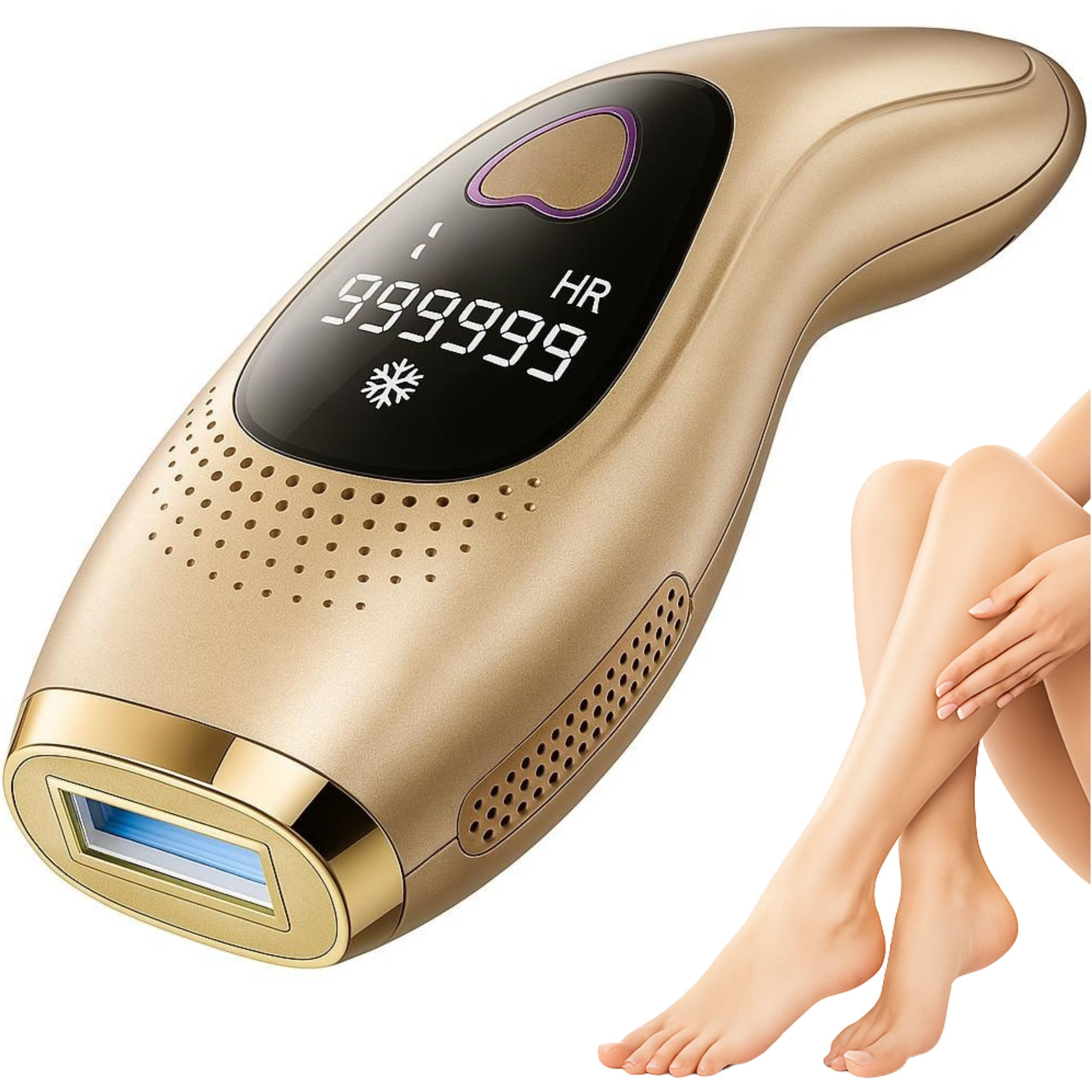 Depiladora Laser Mujer y Hombre IPL – Depiladora Luz Pulsada Facial y Corporal – Maquina Laser Depilacion Casa – Indoloro – 9 niveles – 999999 flashes – Refrigeracion hielo 3 en 1