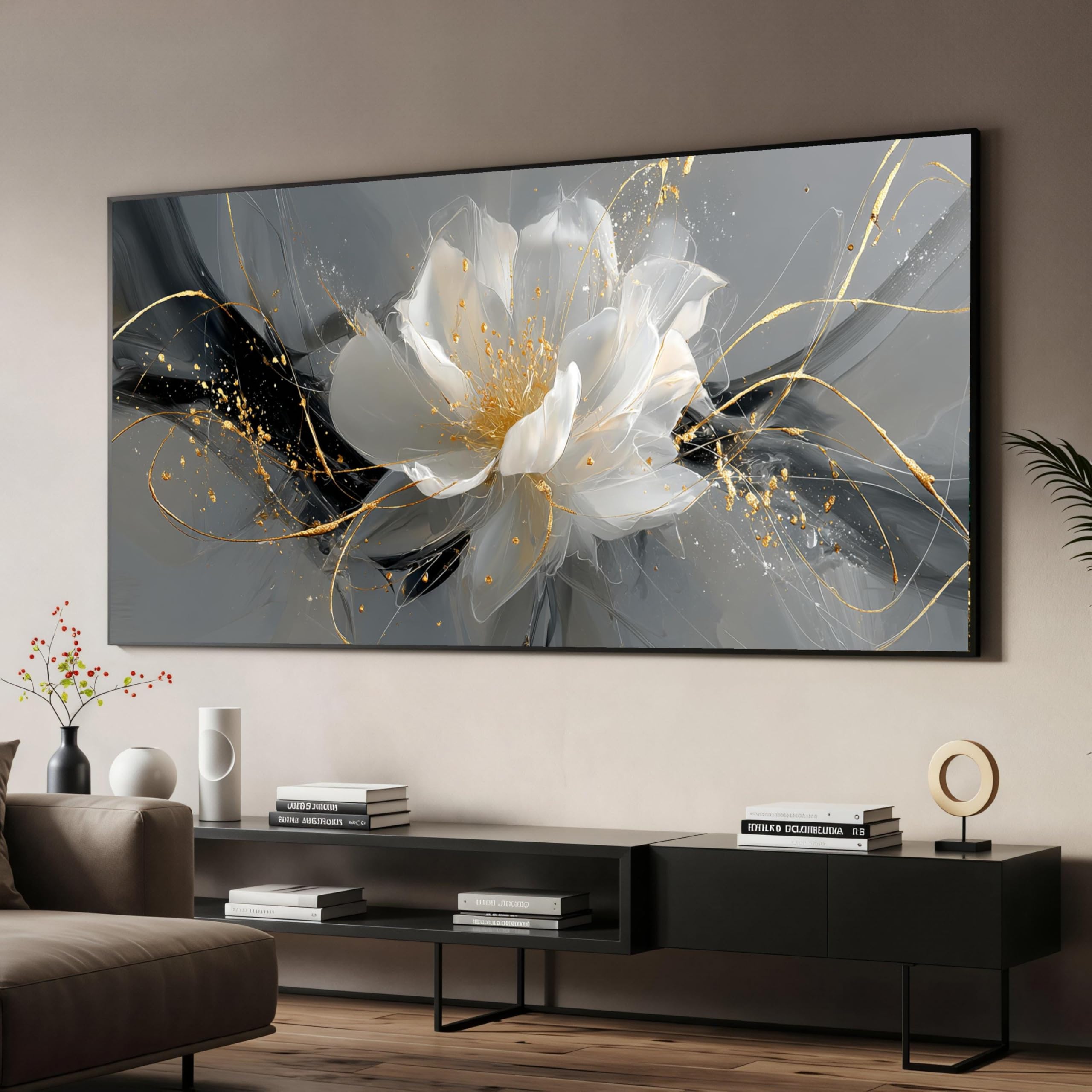 Chambre à coucher zen avec cette toile florale blanche épurée - 8