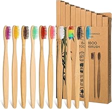 tonyg-p Pack of 10 Bamboo Toothbrushes for Adults, Natural Wooden Toothbrush, Medium Soft Bristles, Environmentally Friendly Toothbrush, Plastic-Free, BPA-Free, Biodegradable