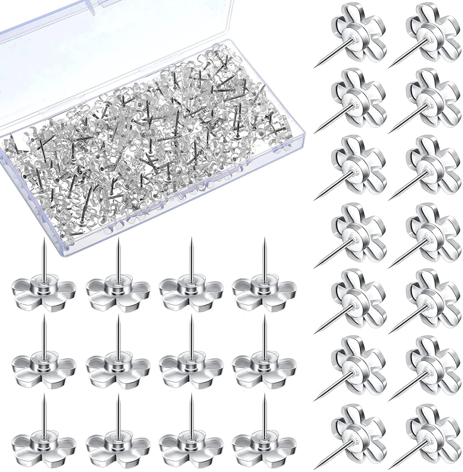 Buy Flower Push Pins 100pcs, TYTA Clear Decorative Push Pins for Cork Board, Thumb Tacks Flat