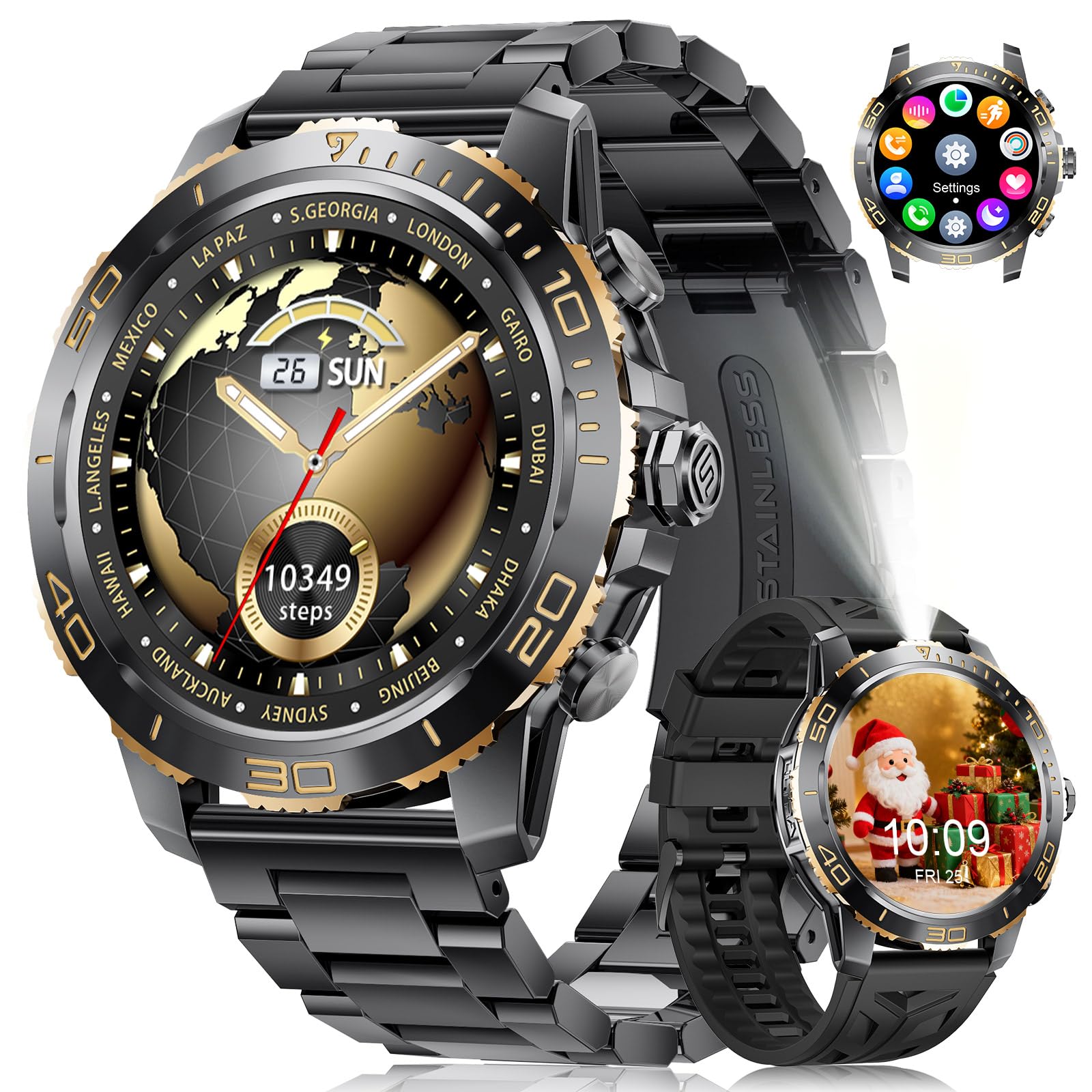 LIGE Orologio Smartwatch Uomo, 800mAh 1.43" AMOLED Smart Watch con 24/7 Frequenza Cardiaca, SpO2, Durata del Sonno, Impermeabile IP68, 200+ Sports Fitness Tracker Orologio per Android iOS Nero