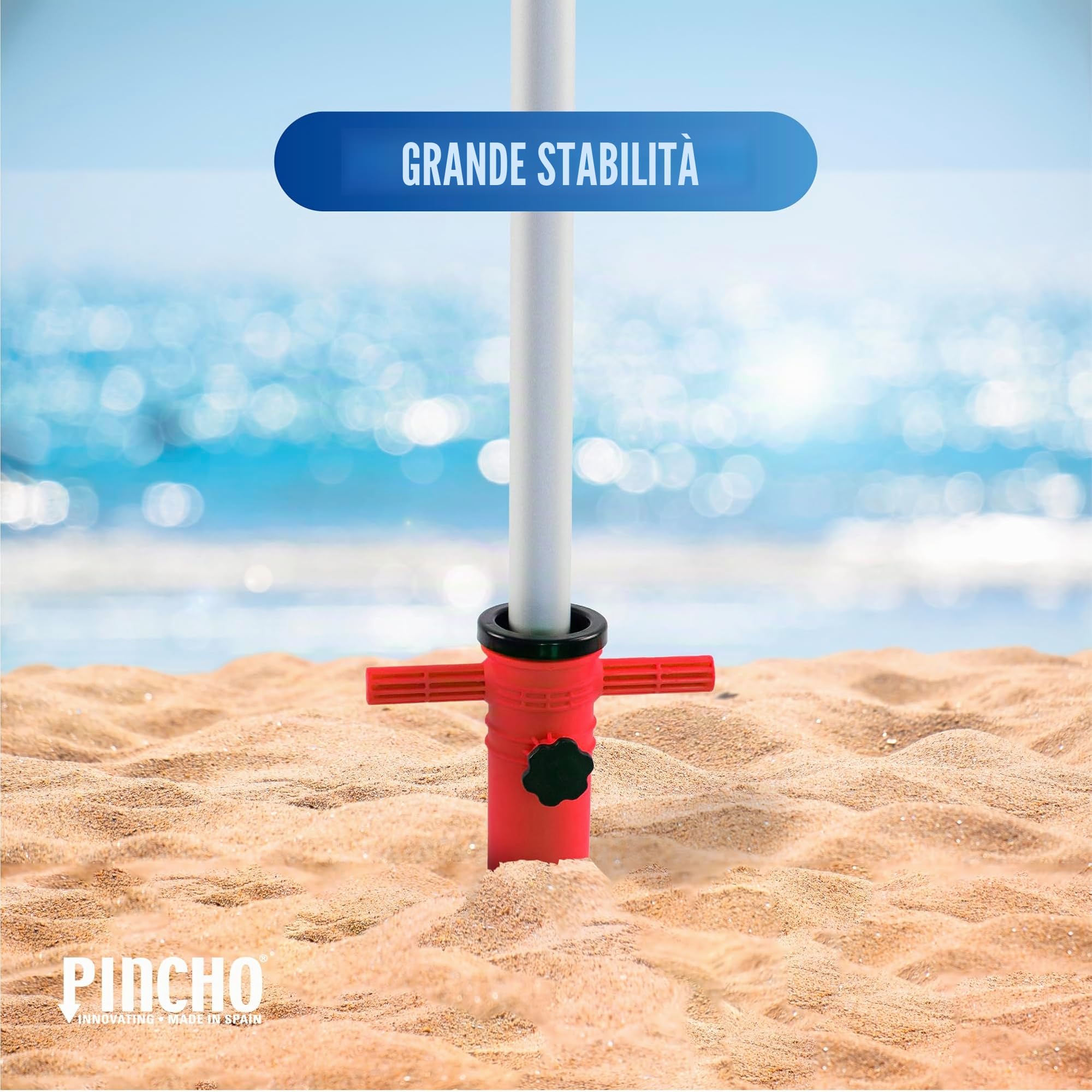Porta Ombrellone da Spiaggia PINCHO Supporto con Vite Regolabile 35 mm 31 cm
