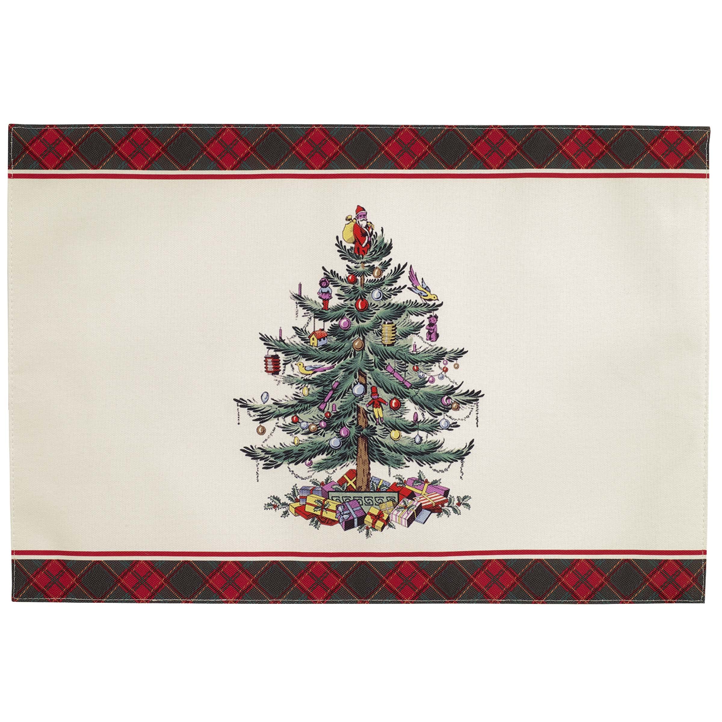 Spode - Placemats, Holiday Home Decor, Set of 4 Christmas Tree Tartan Collection