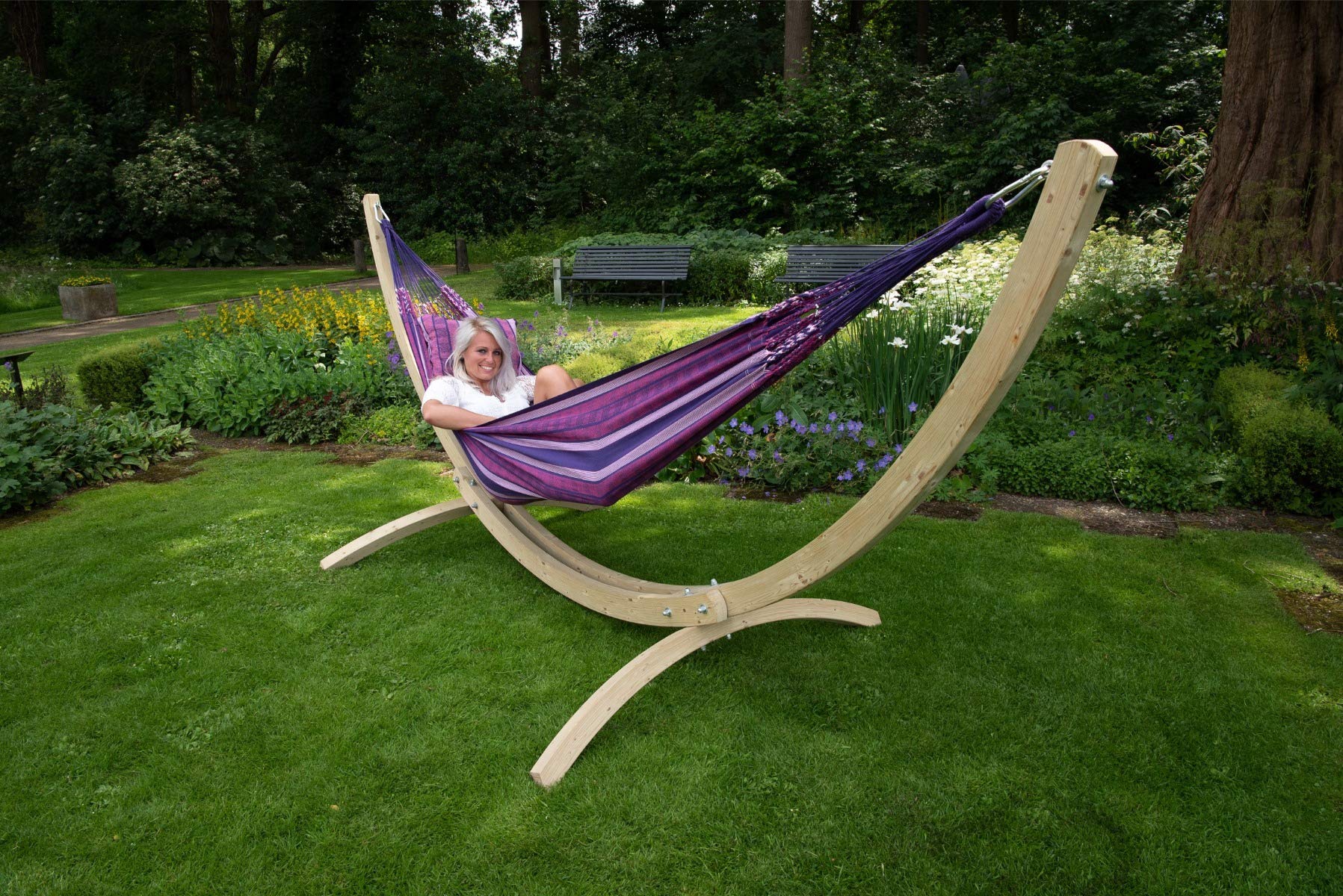 Tropilex Hamaca individual de América del Sur, hecha a mano, comercio justo, 8 estilos y 10 colores a elegir, flexible y resistente, perfecta para el jardín, camping y viajes