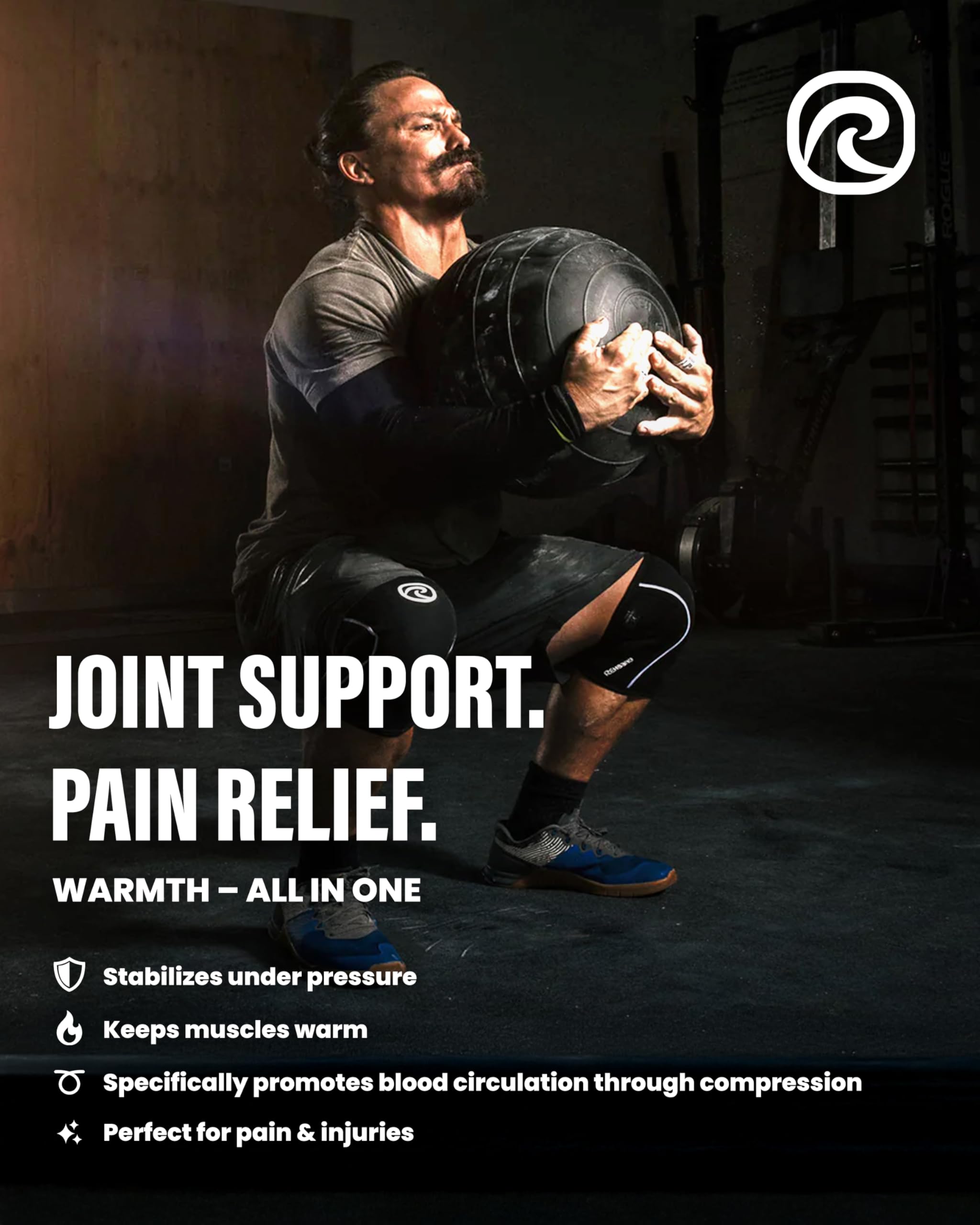 Rehband Genouillère en néoprène de 5 mm pour soutenir les genoux - Stabilise les articulations et les muscles - Idéal pour le sport la musculation