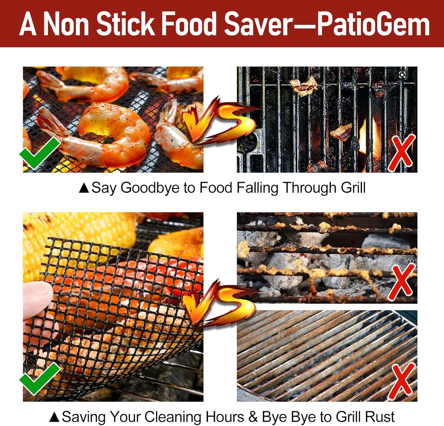 Buy PatioGem Reusable Grill Mesh Mat, Grill Mats for Outdoor Grill