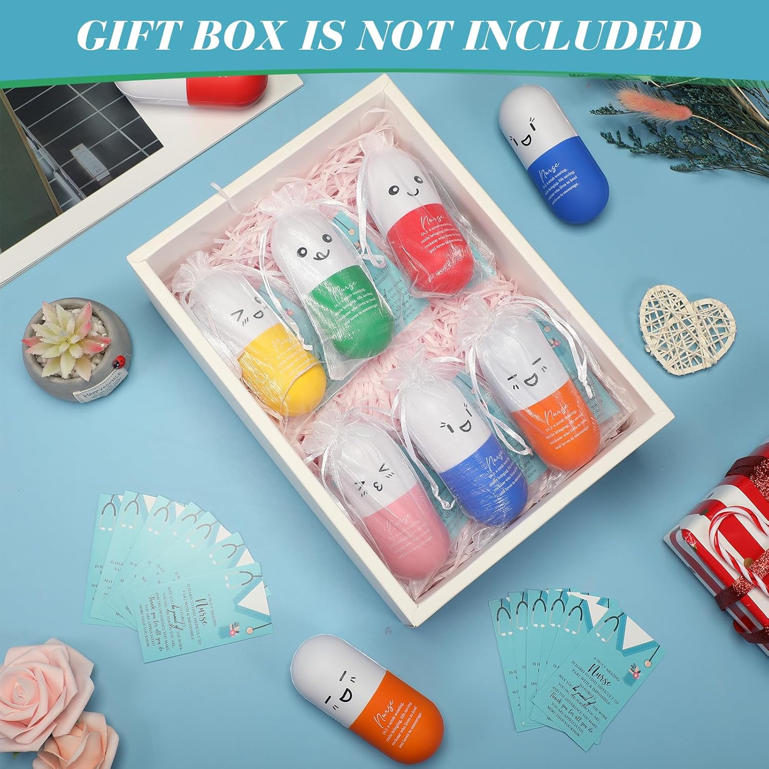 Shappy 12 Set Vitamin Pill Heart Stress Balls Relief Stress 2026 Nurses Week Gift Motivational Squeeze Foam Balls Anger Management Toys with Card Graduation Thank You Appreciation Gift (Vivid Pill)