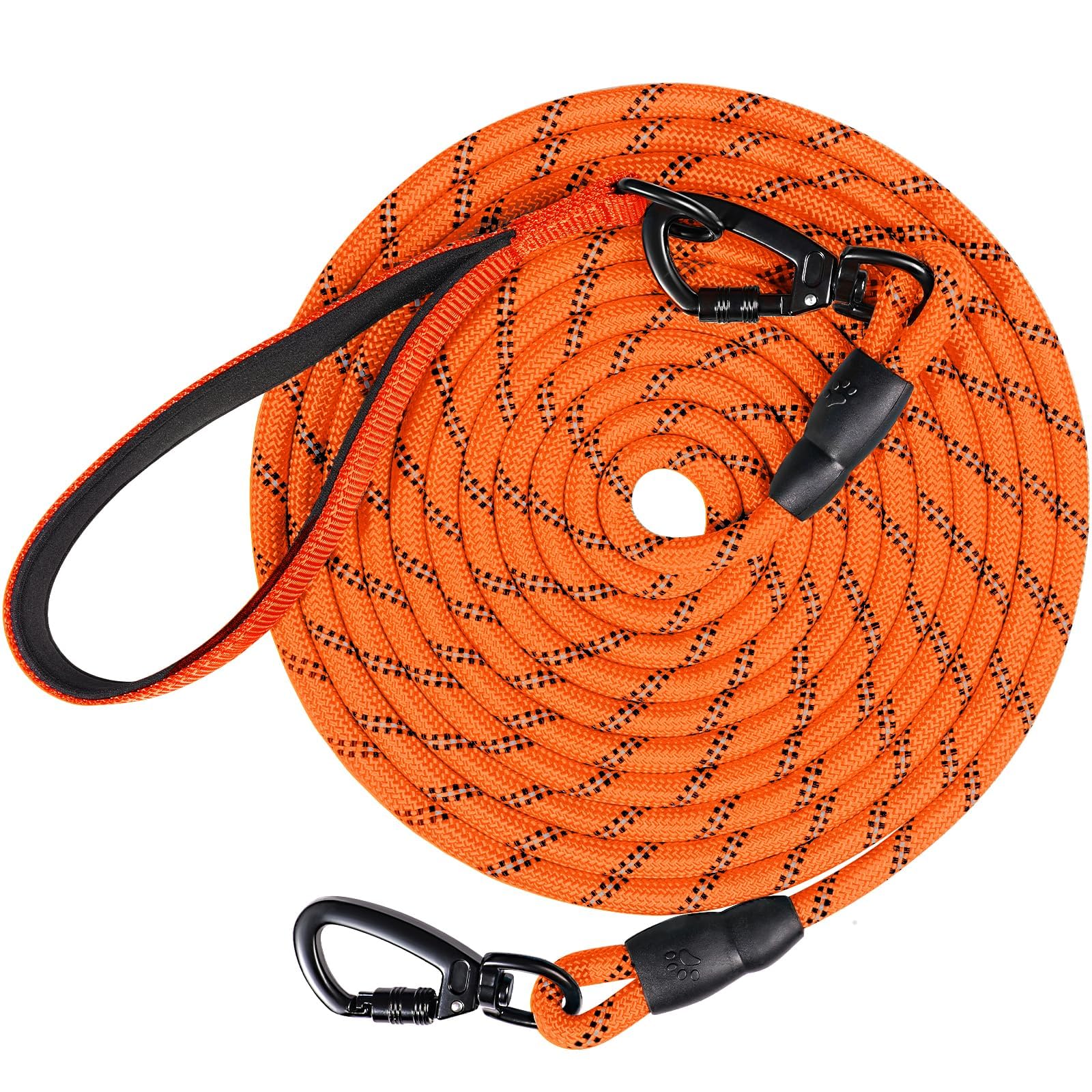 Joytale Training Leads for Dogs, Padded Handle Long Line Dog Lead, 5m 10m 15m 20m Long Leash for Training, Play, Camping, Backyard Tie Out, Orange, 5M
