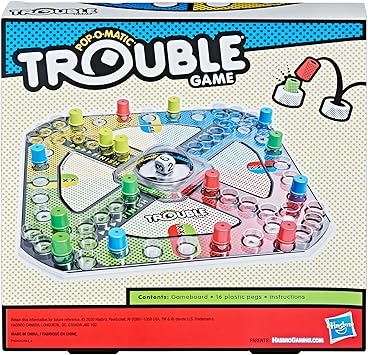 Hasbro Gaming Trouble Board Game for Kids Ages 5 and Up 2-4 Players