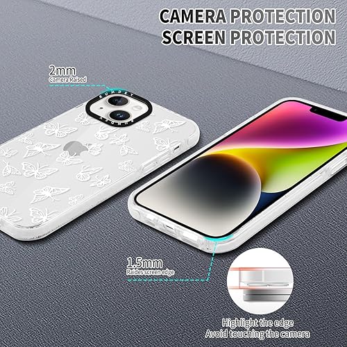 Miniatura 5 de Paquete de 2 bonitas fundas transparentes para iPhone 14 de 6.1 pulgadas, diseño de mariposa de moda, fundas de silicona suave, delgada, TPU, a