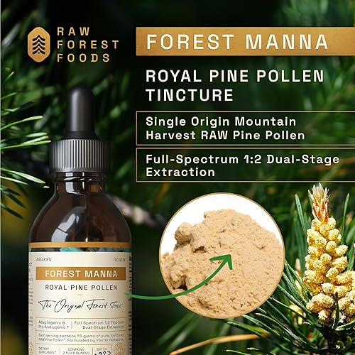 Miniatura 4 de RAW Forest Foods Forest Manna - Tintura de polen de pino real, extracción 12 verdadera de doble etapa, polen de pino puro, solo en botella de 2