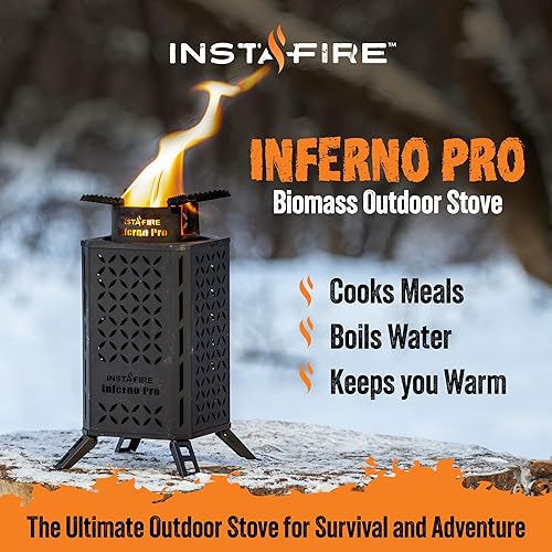 Miniatura 2 de Estufa Inferno Pro para exterioresinteriores (uso de biomasa, iniciador de fuego, calor enlatado) - Compacta, camping, fuera de la red, emergencia -