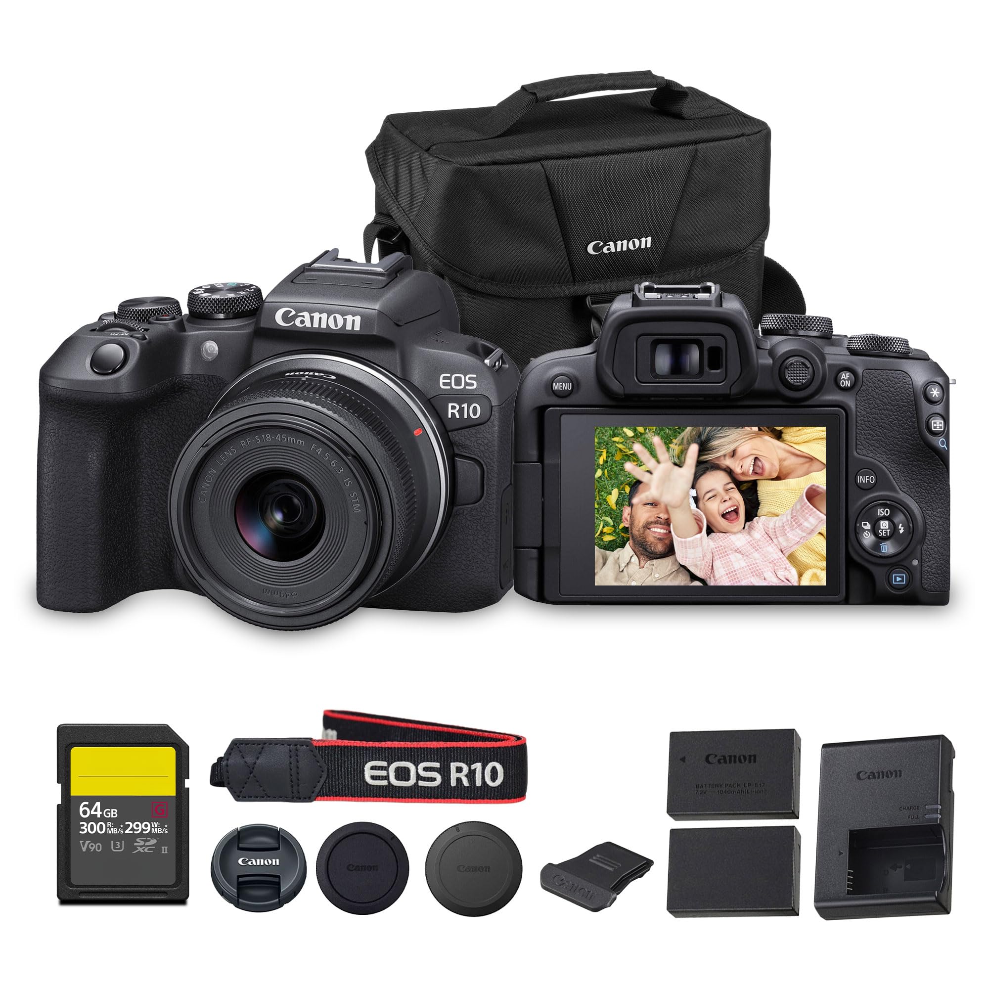 Canon EOS R10 Mirrorless Camera Kit with RF-S 18-45mm Lens | 24.2MP APS-C, 4K Video, Dual Pixel AF, Perfect for Beginner Photographers & Vloggers (
