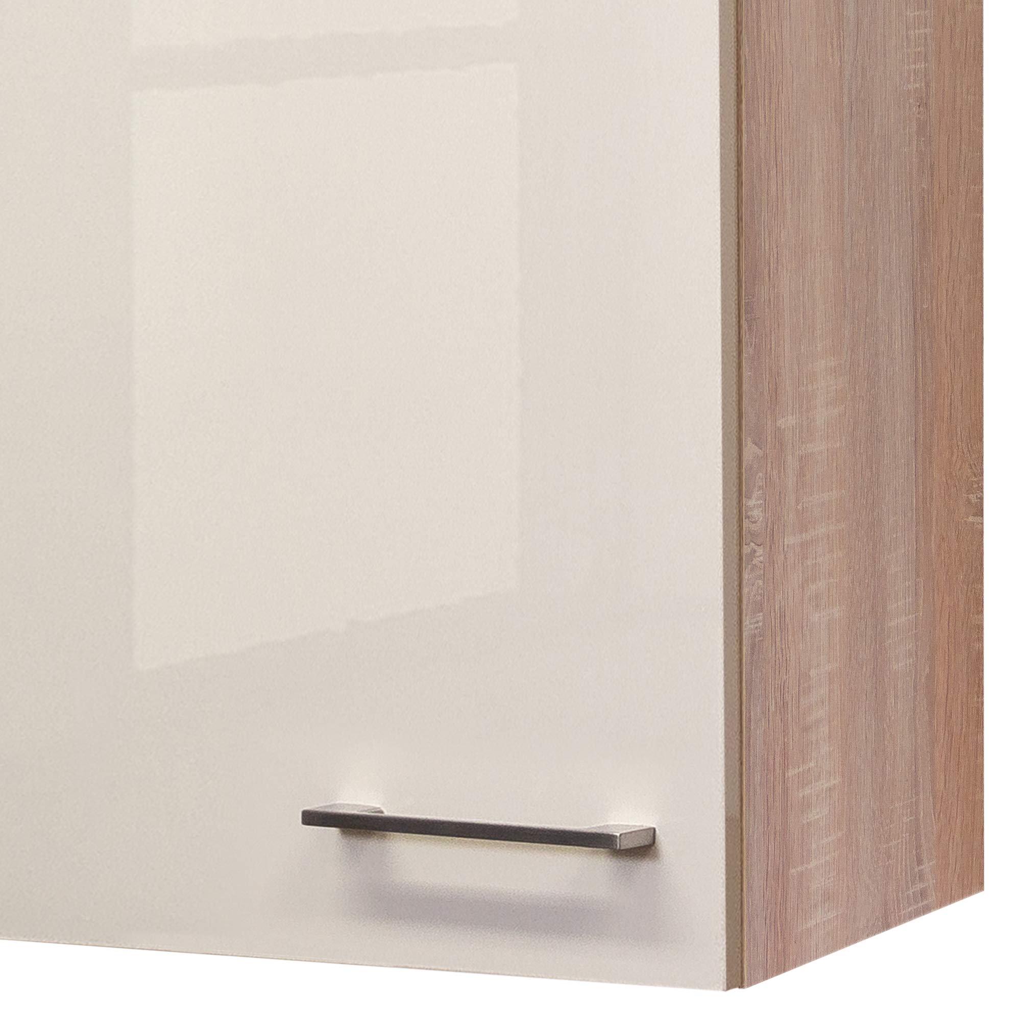 Hängeschrank Nepal - Küchenschrank - 1-türig - Breite 60 cm - Creme glänzend/Eiche Sonoma