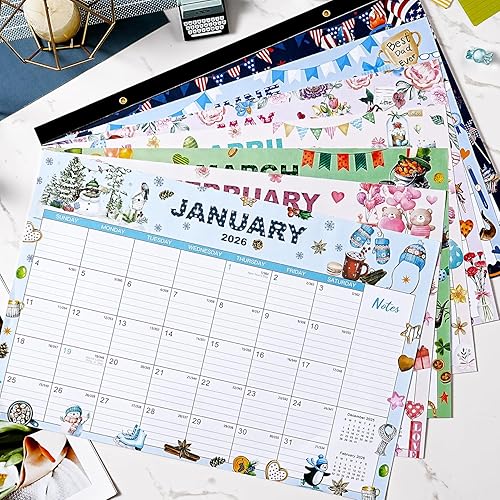 Miniatura 2 de Calendario de escritorio 2026, enero de 2026 a diciembre de 2026, 12 x 17 pulgadas, calendario de 12 meses con protectores de esquina, línea de