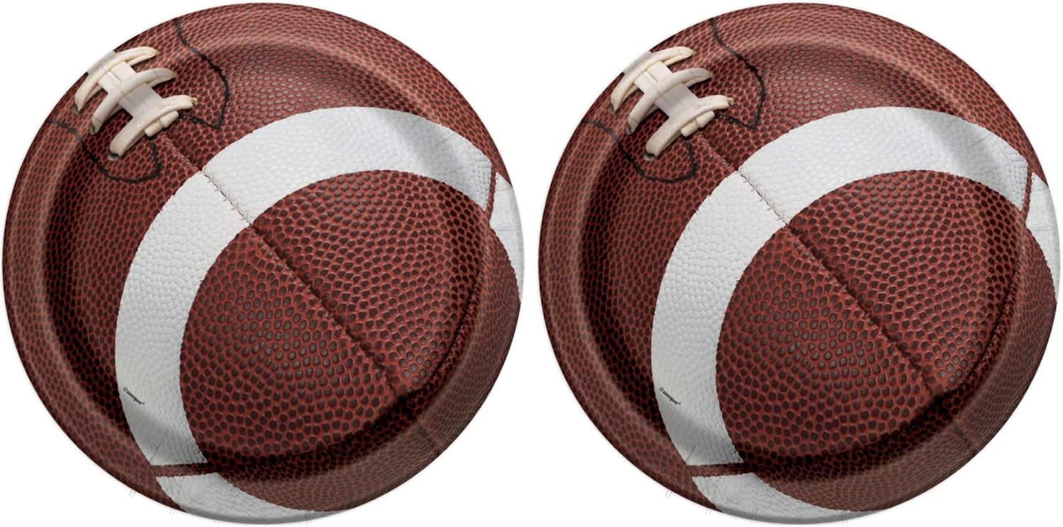 Multicolor Football Fiesta Paper Round Dinner Plates - 9" (8 Count), Durable & Eye-catching Design - Perfect For Game Day Celebrations & Sports-Themed Parties