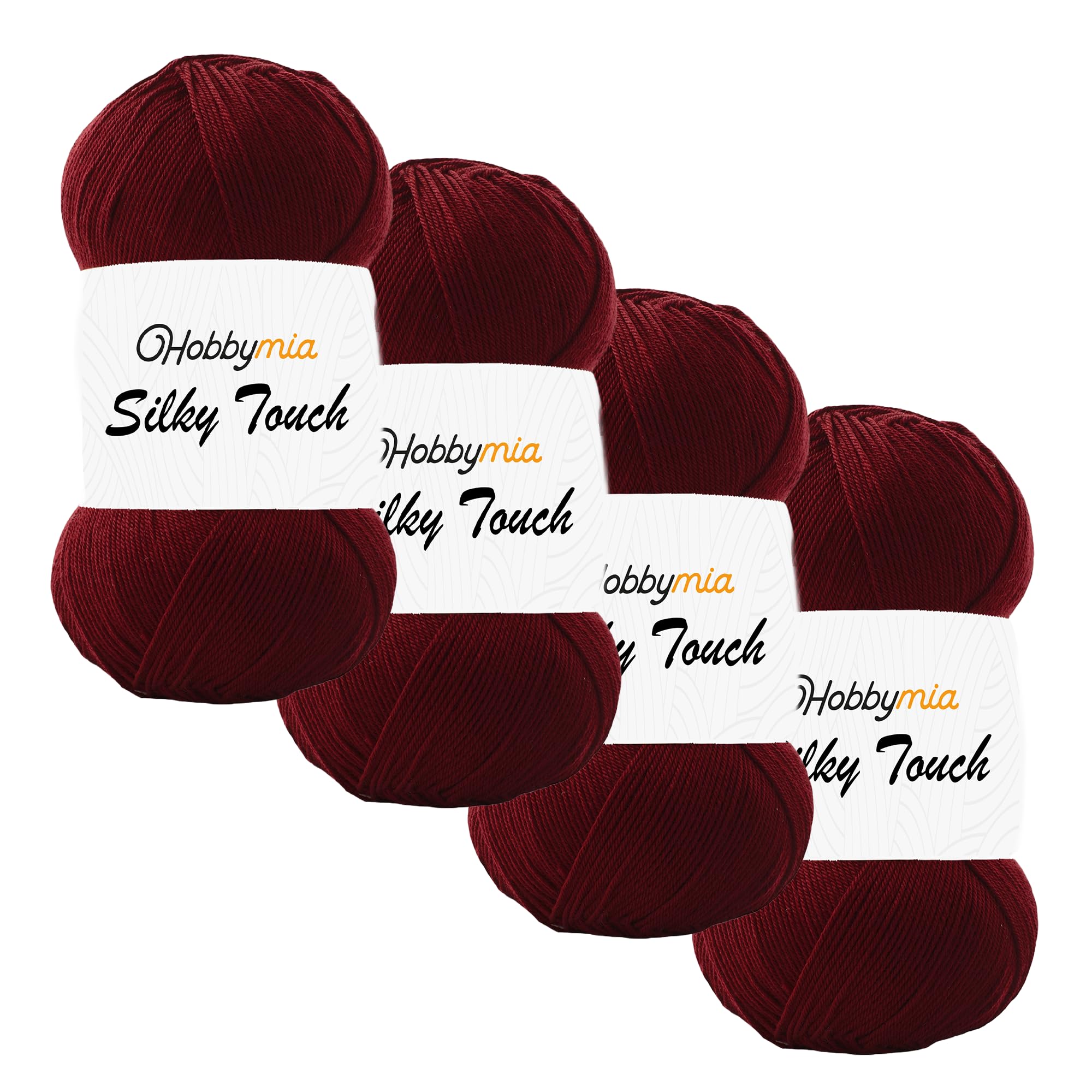 HobbyMia Silky Touch Acrylic Yarn - Soft Sport Weight Yarn for Crochet & Knitting - 100g / 383yds - 100% Microfiber Acrylic - Lightweight Fine Smooth