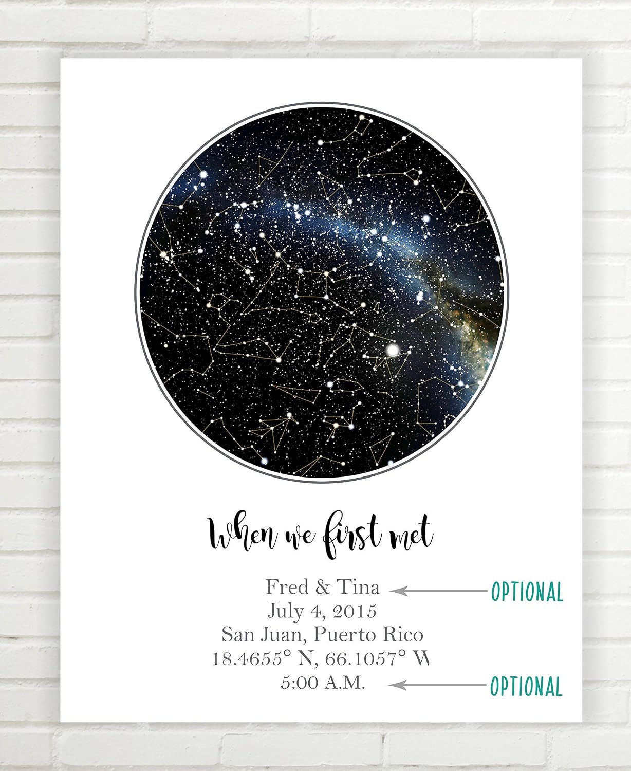 Personalized Star Map - Custom Star Map (Unframed, Multiple Sizes, Star Print, Star Constellation Map Wall Art, Great Gift, Special Occasion, Engagement Gift, Wedding Gift, Anniversary Gift)