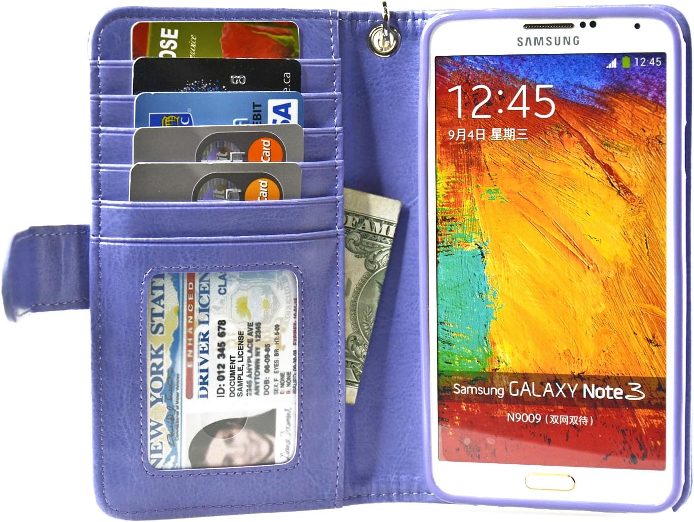 Navor Protective Flip Wallet Case for Samsung Galaxy Note 3 - Violet (N3OVT)