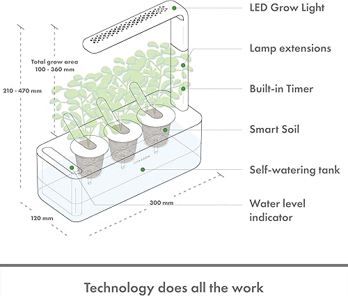 Miniatura 5 de Click and Grow Smart Garden 3 - Jardín de hierbas para interiores con luz de cultivo (3 vainas de albahaca incluidas) y paquete de cápsulas de