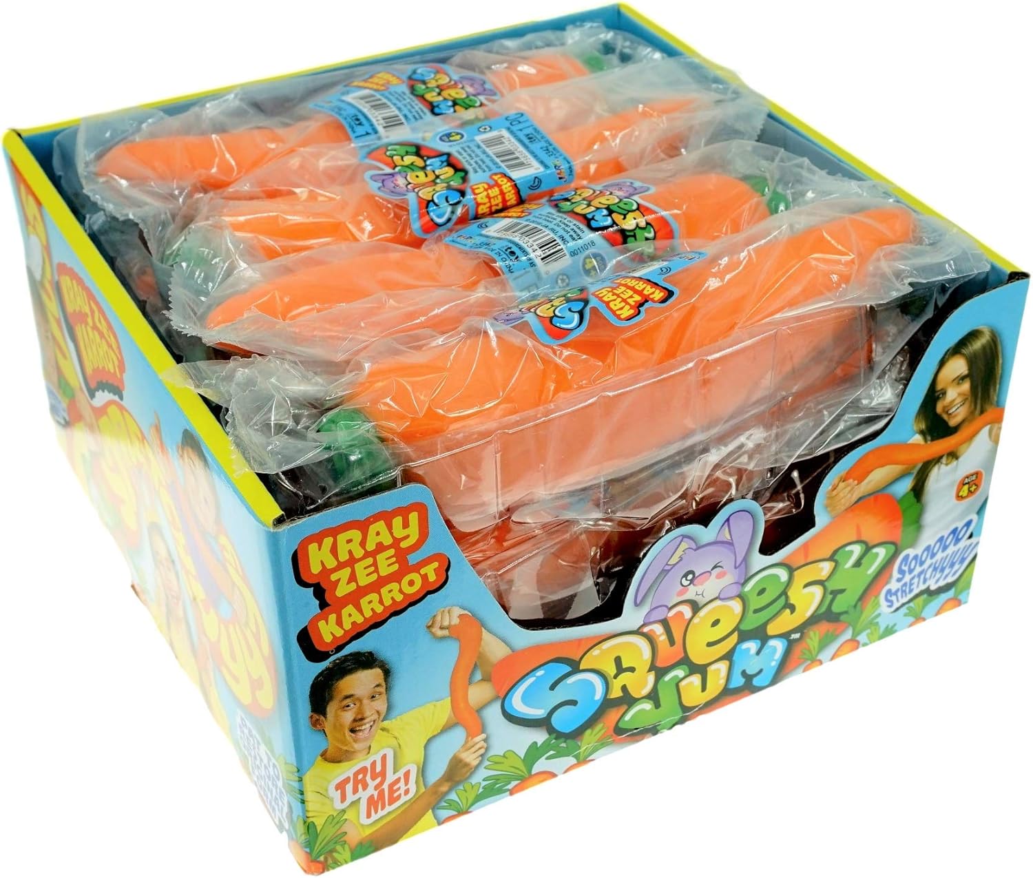 JA-RU Squeesh Yum Stretchy Carrot Toy (6 Pack) – Sand Filled Stress Toy, Food Shaped Squishy Fidget Toys, Sensory Bin Filler, Party Favors & Goodie Bag Stuffers. 3342-6p