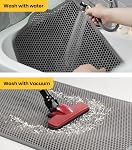 Conlun Cat Litter Mat Trapper, 58x42cm Honeycomb Double Layer Tapis Litiere Chat, Urine & Waterproof Litter Box Mat, Easy to Clean Non-Slip Kitty Matt for Floor, Grey