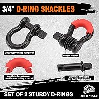 Vista 5 de METOWARE Kit de correa de remolque de recuperación de 3 pulgadas x 20 pies, correa de recuperación resistente de 35,000 libras de resistencia a