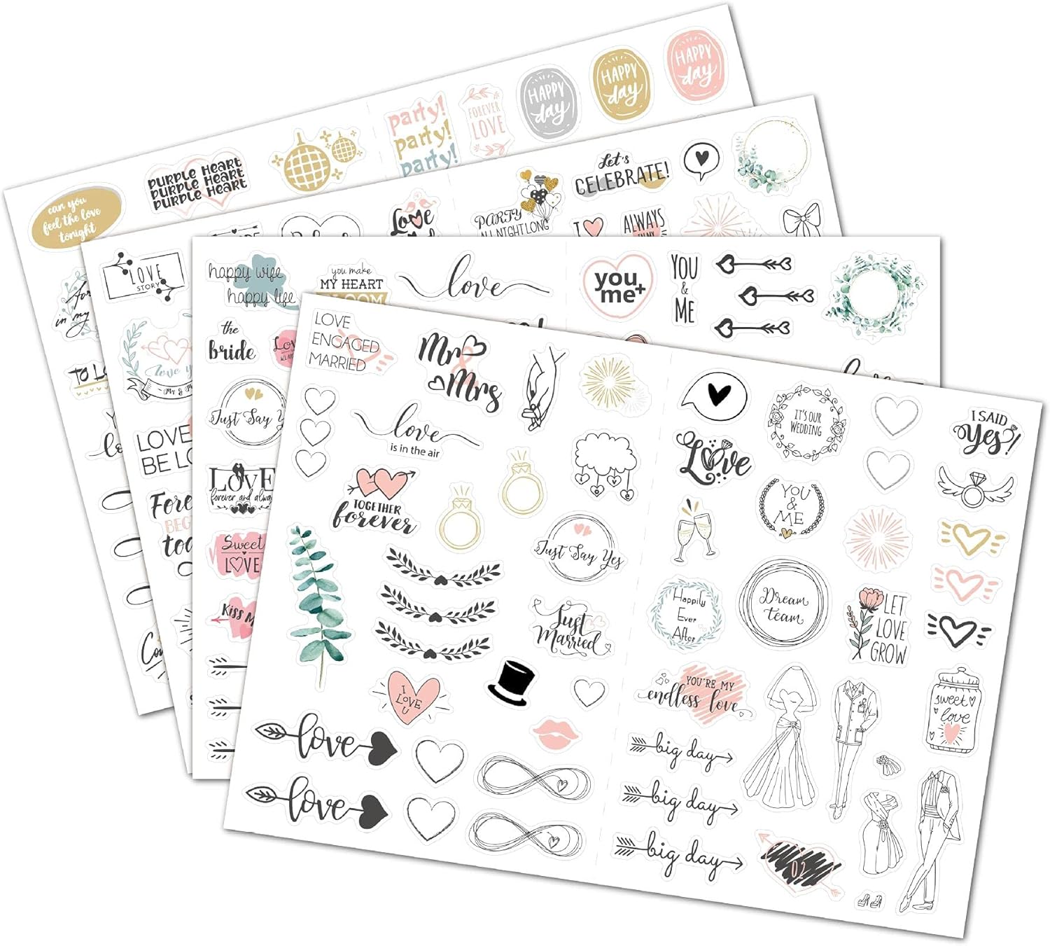 Wedding Planning Stickers 4 Sheets,230+ Bridal Shower New