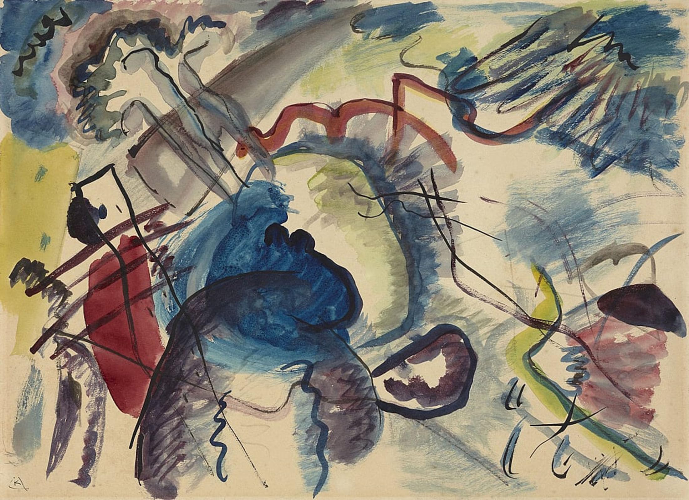ARTXLXXBN Famous Painting Art Wall Decor Abstract Art Picture Sketch for Painting with White Border by Wassily Kandinsky Animal Pictures for Home Decor 60x90cm