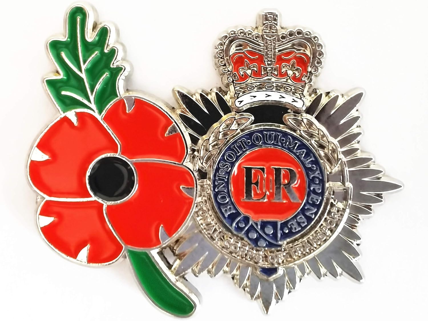 Red Poppies Flower Queen ELIZABETH II Pin Badge Gift Souvenirs Enamel Pin Brooch Memorabilia