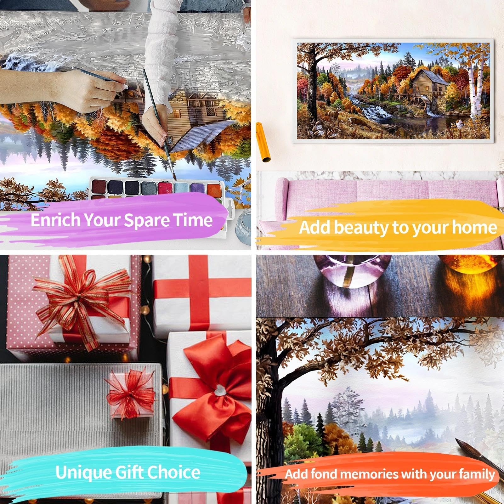 YALKIN Paint by Numbers Kits for Adults Painting by Number Kits On Canvas,Without Frame DIY Color Oil Painting Acrylic Paints,Home Wall Decor 16x35in/40x90cm - Image 7