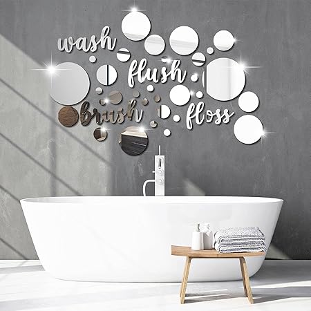 Amazon.com: Gusuhome Bubbles Wall Decals 3D Silver Mirror Wall Stickers ...