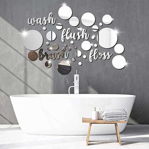 Nuanchu 30 Pcs Bathroom Wall Decals Brush Wash Flush Floss