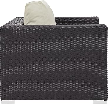 Modway Convene Wicker Rattan Outdoor Patio Armchair in Espresso Beige