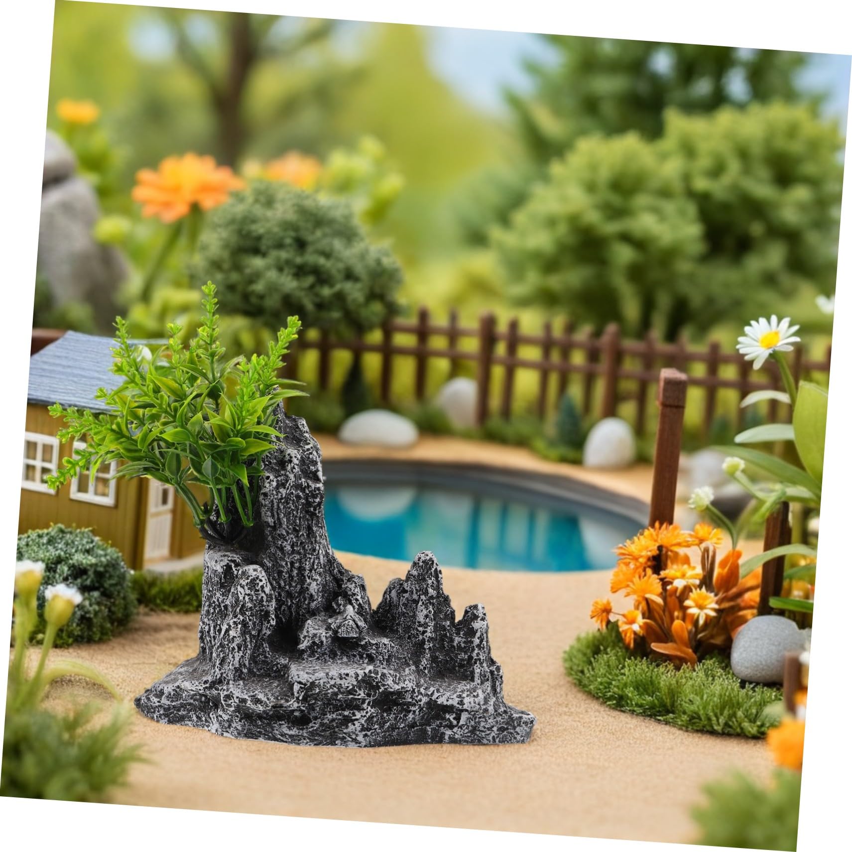 Piedra Decorativa para Acuario Resistente y Roca Artificial y Ligera para Jardín Miniatura Paisajístico para Tanque de Peces