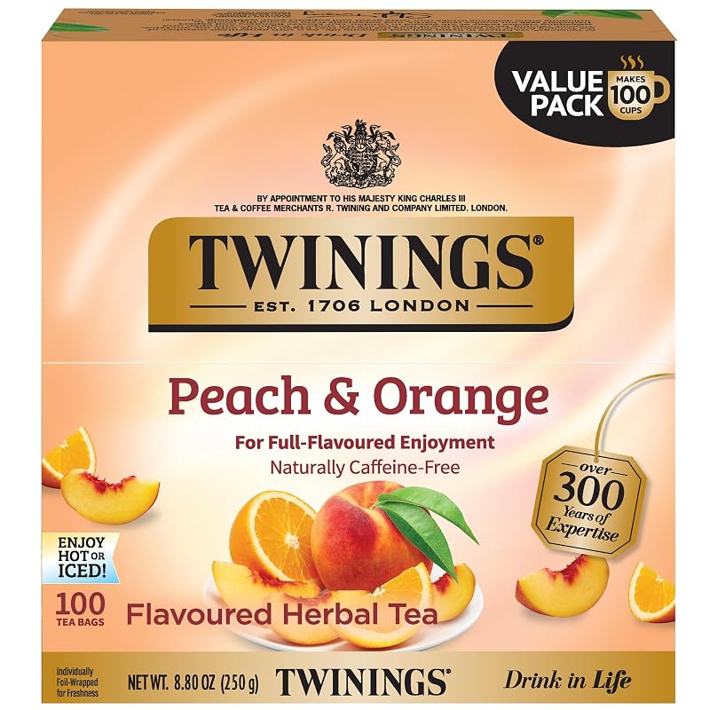 Twinings Chá de Hibisco com Pêssego e Laranja, 100 sachês