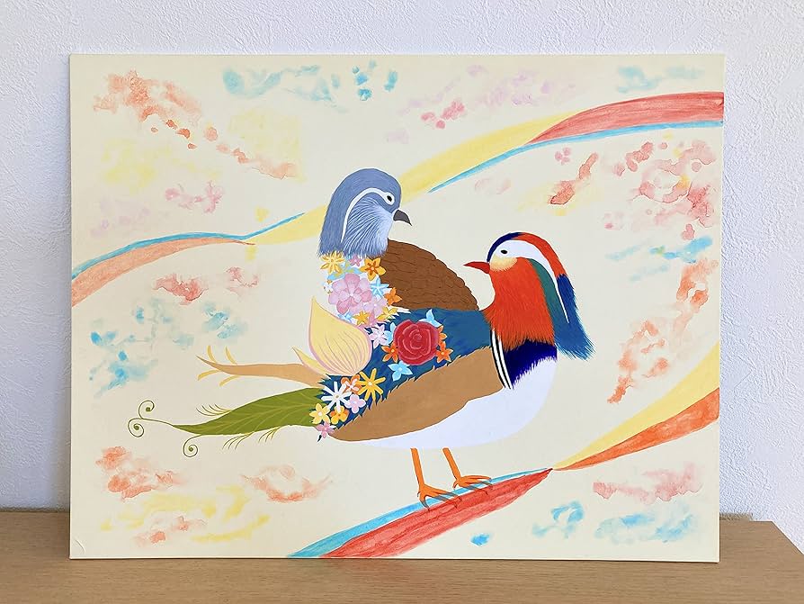 Amazon.co.jp: オシドリの夫婦 藤澤准二 作 日本画 家庭円満 ギフト