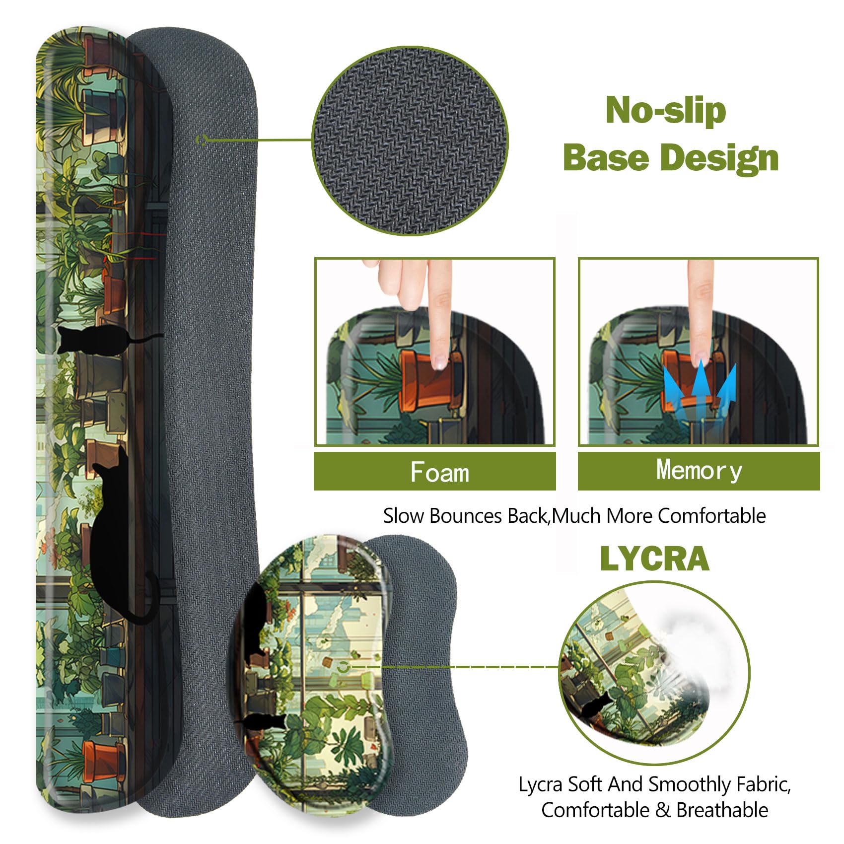 ToLuLu Tappetino per mouse da gioco esteso, in memory foam, ergonomico, con poggiapolsi, grande tappetino da scrivania con bordi cuciti, base antiscivolo, tappetino per mouse per casa e ufficio