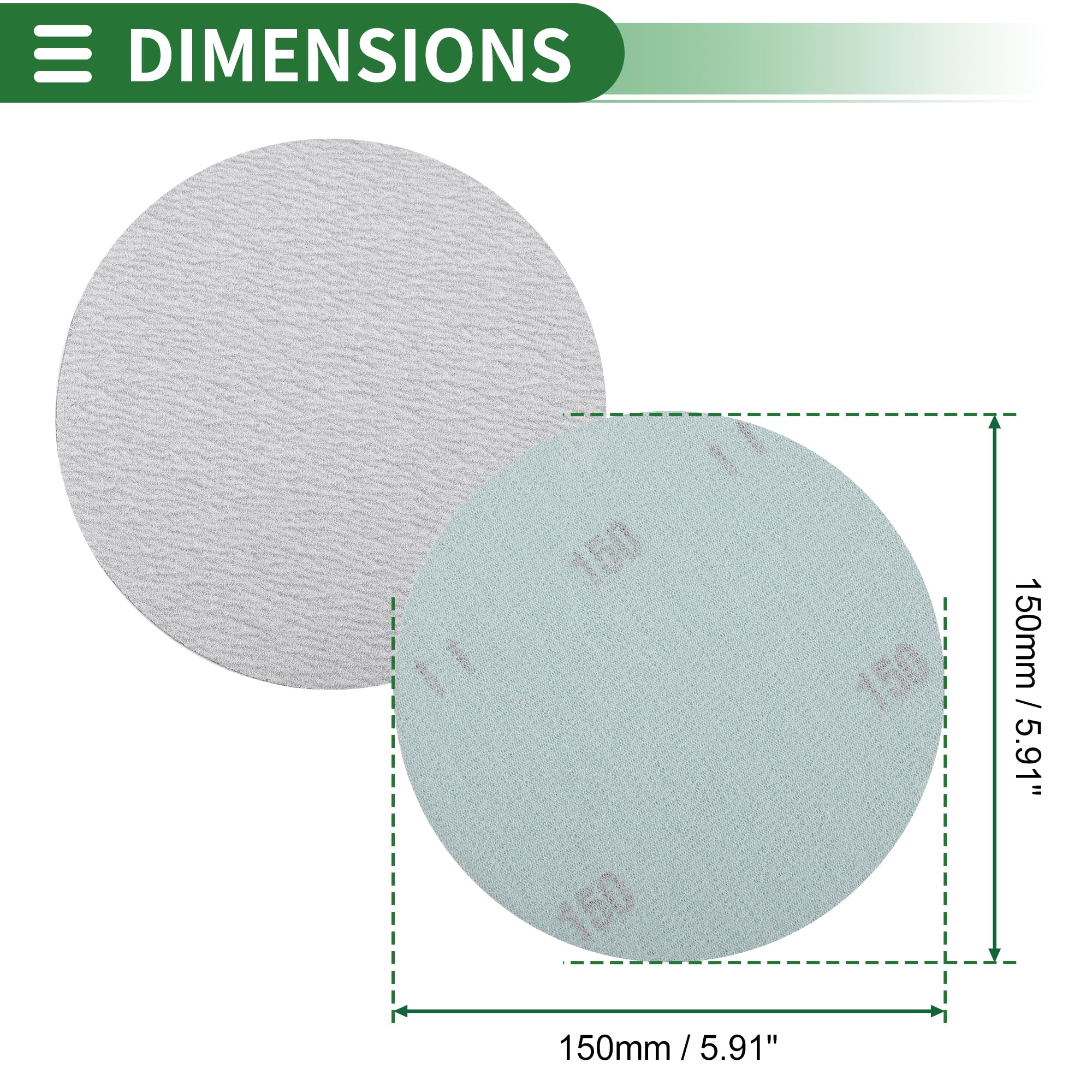 Motoforti 50Pcs 150mm 6 Inch Hook and Loop Sanding Discs 150 Grit Sandpaper, Gray - Image 4